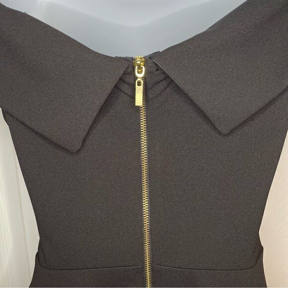 B. Darlin Cuff Off-The-Shoulder Scuba Crepe Skater Dress Retro 5/6 Juniors - Picture 10 of 12